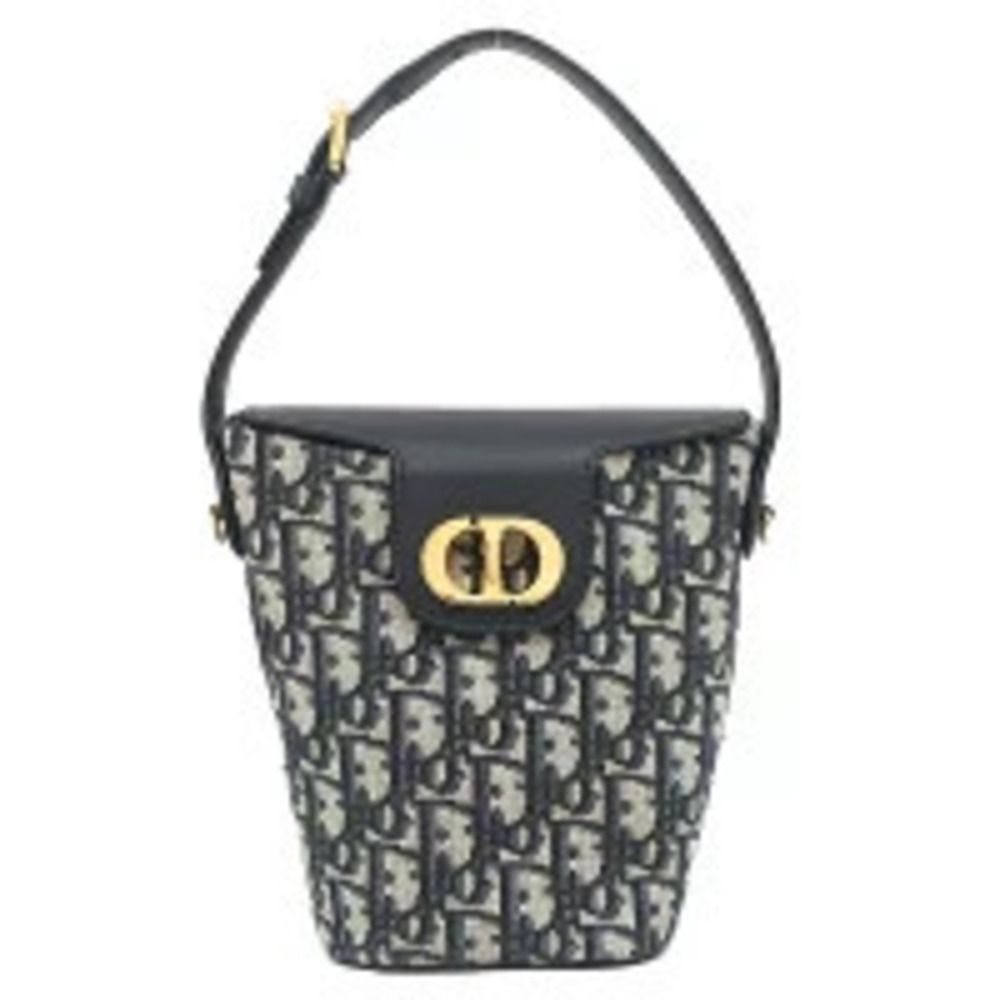Christian Dior bag Amber Bucket Leather Navy Blue Oblique Shoulder Strap